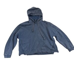 FP Movement Hoodie Womens XL Blue Oversized Raw Hem Exposed Seams Cotton
